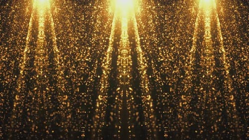 Golden Particle Light Rays Awards Celebration Background Loop