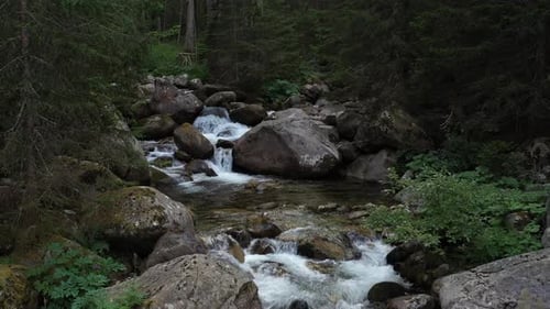 Niedriger Flug über Mountain River Rapids 1