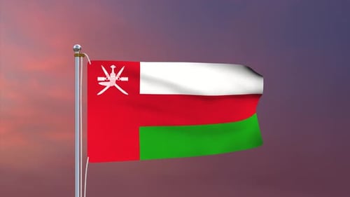 Realistic Oman National Flag Waving in the Wind