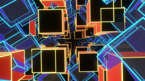 Cubic Tunnel of Orange and Blue Cubes