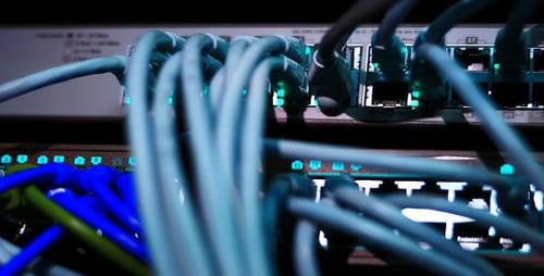 Ethernet Cables Connected to Working Server Rack