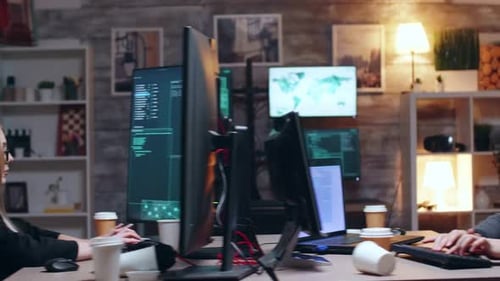 Un hacker et une femme travaillent ensemble contre le gouvernement
