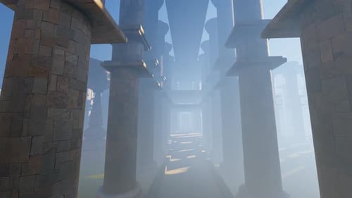 Caminando por el templo antiguo
