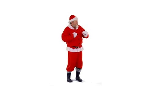 Santa Claus Cheerful Dance Celebration on White Background