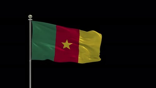 Waving Cameroon Flag Animation on Flagpole