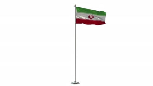 3D Waving Flag of Iran on Pole