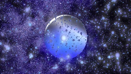 Abstract Blue Sphere with Glittering Cosmic Particles Animation