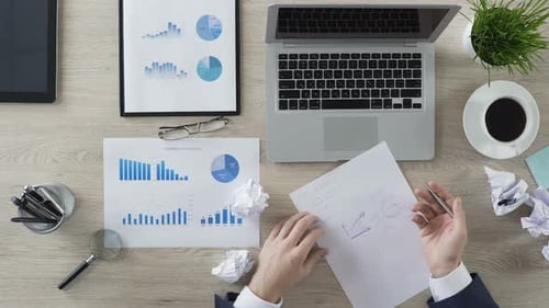 Crisis at Work Businessman Trying to Create New Successful Business Strategy