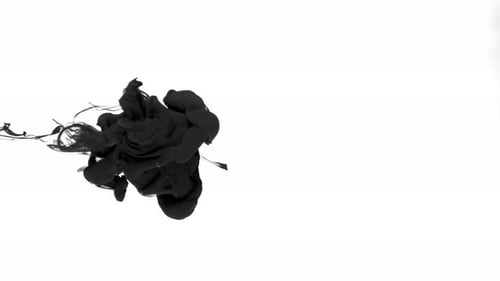 Dark Ink Flowing and Expanding in White Space