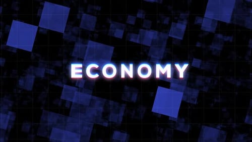 Economy Glitch Text Title Reveal on Digital Grid Background