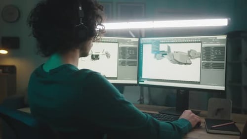 Male Freelancer Rendering 3D Model of Aircraft