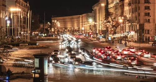 Traffic in the City at Night