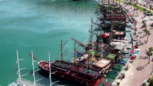 Pirate Harbor aerial view Turkey Alanya 4 K