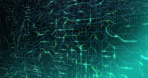 4K seamless loop of printed circuit board (PCB) in motion.