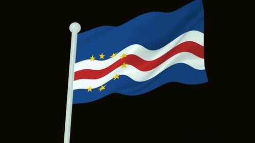Waving Flag of Cape Verde on Black Background Loop