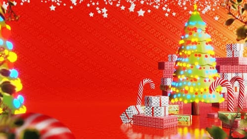 Festive Christmas Background with Presents and Flashing Lights