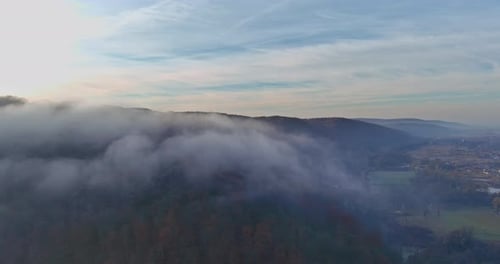 Mountain Forest an Aerial View Scenic Landscape in Morning Fog