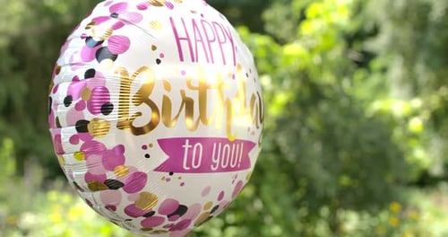 Festive Happy Birthday Balloon in a Natural Setting