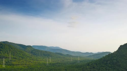 Lush Green Tropical Mountains Aerial View