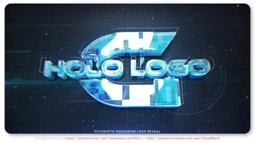 Holographic 3D Logo Reveal with Futuristic Digital Grid