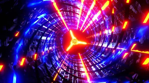 Animação 3D em loop HD. Linhas de neon abstratas se movem no espaço. Fundo futurista. Tráfego neon