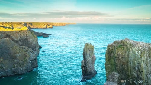 Wales Sunset Tide Beach Coast Landscape Nature Timelapse