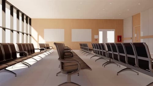 Animated Interior Pan of a Modern Hospital Waiting Room