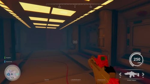Futuristic First-Person Shooter Game HUD and Corridor Animation