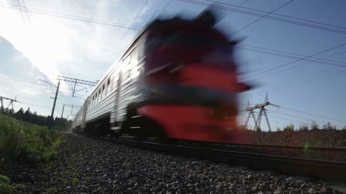 Electric Passenger Train in Motion
