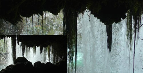 Wasserfall aus dem Inneren der Höhle