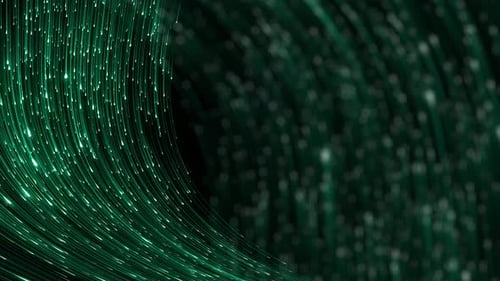 Futuristic Flowing Green Light Lines Abstract Background