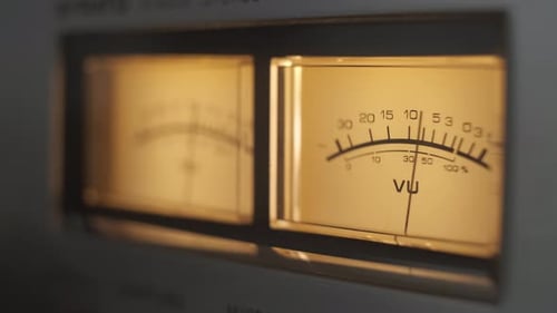 Audio Signal Levels Monitoring Audio Console on Classic Sound Amplifier