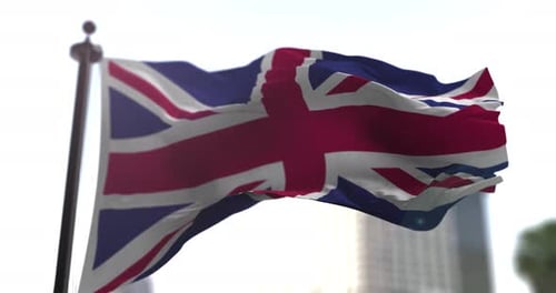 Realistic Union Jack Flag Waving in Gentle Wind