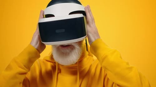 Senior Man Wearing Virtual Reality Headset