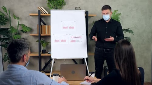 Corporate Meeting With Presentation On Whiteboard