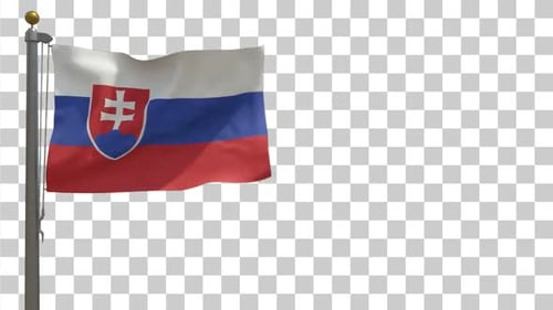 Slovakia Flag on Flagpole with Alpha Channel