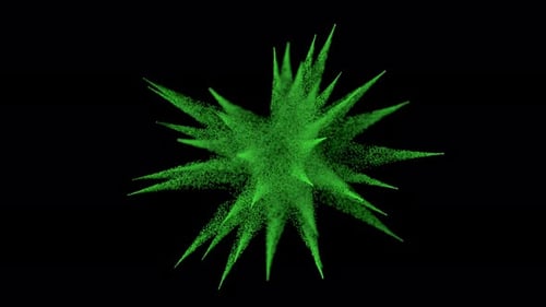 Explosion de belles boules vertes en super Ralenti sur un fond noir isolé