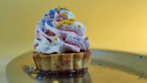 Delicious Cupcake with Pink and White Frosting