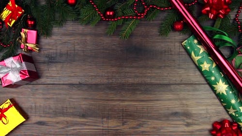 Christmas Gift Placed in Decorative Holiday Scene