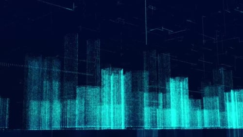 3 D Digital Virtual Holography Science Fiction Smart City Model Background