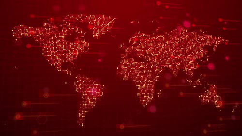 Digital World Map with Glowing Technology Network