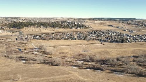 Aerial View of Suburban and Rural Landscape