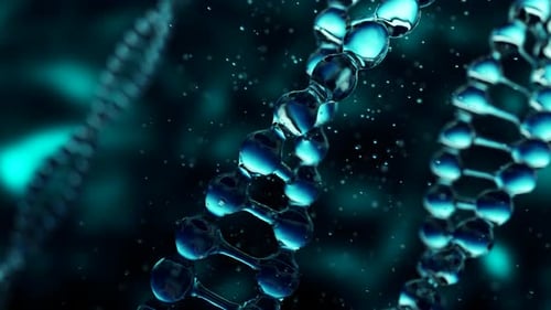 DNA Molecule in Water on Dark Background. Seamless Loop 3d Render