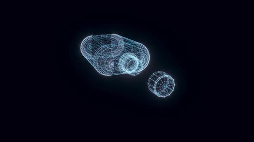 Futuristic Rotating 3D Wireframe Bottle Hologram Animation