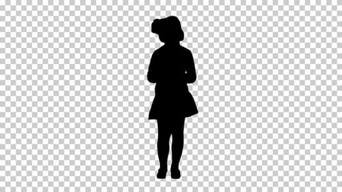 Little Girl Silhouette Standing and Looking Around