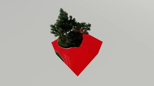 Mar rojo isométrico junto al bosque