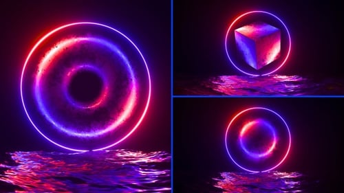Set mit leuchtenden Neonfiguren