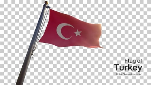 Waving Turkey Flag with Realistic Movement