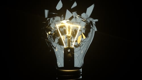 Isolated Creative Idea Lightbulb Shatter