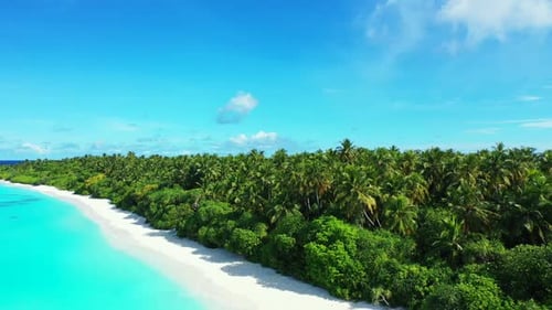Aerial top view abstract of tranquil bay beach vacation by transparent sea with bright sand backgrou